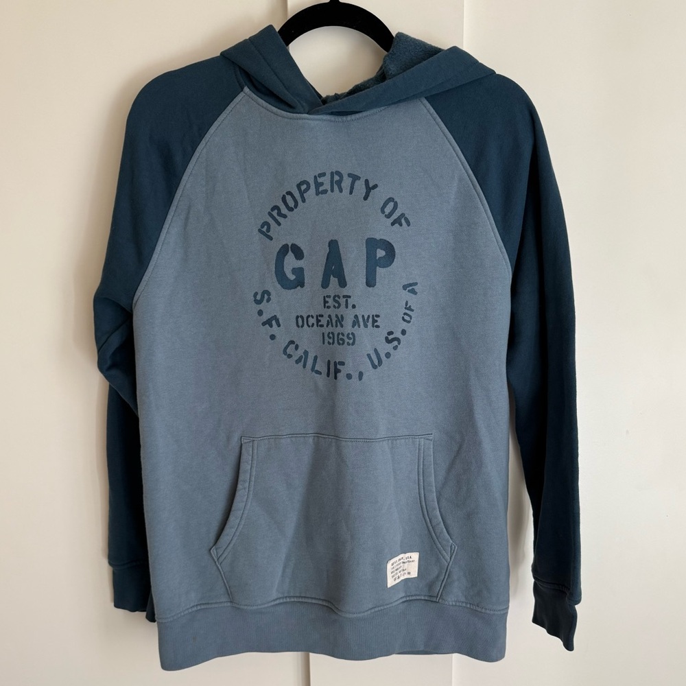 Gap Hoodie Sweatshirt  Two Tone Color Block Athletic Pullover Retro Style Casual